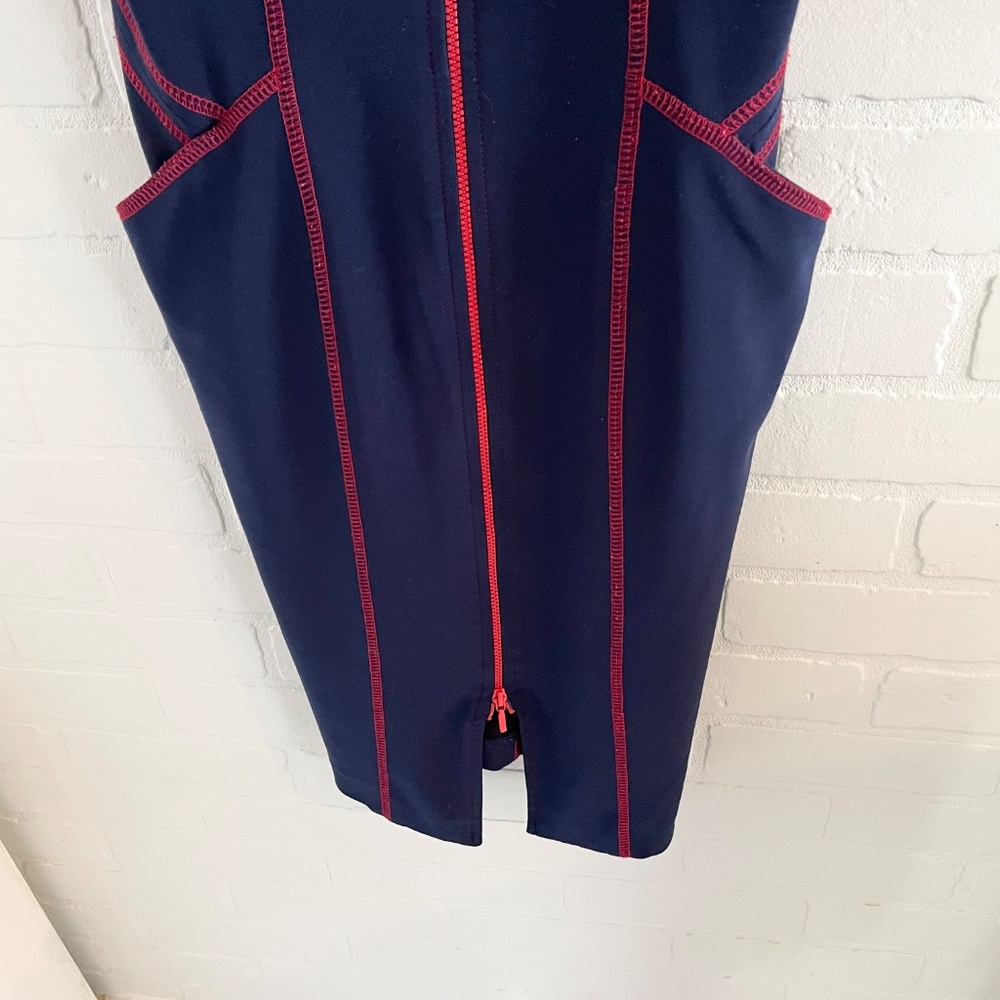 Joseph Ribkoff Futuristic Bodycon Zip Dress Contrast Stitch Statement Pockets 6 - Picture 7 of 15
